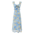 Women Clothing Summer High Waist Ruffled Dress Printed Sexy Vacation