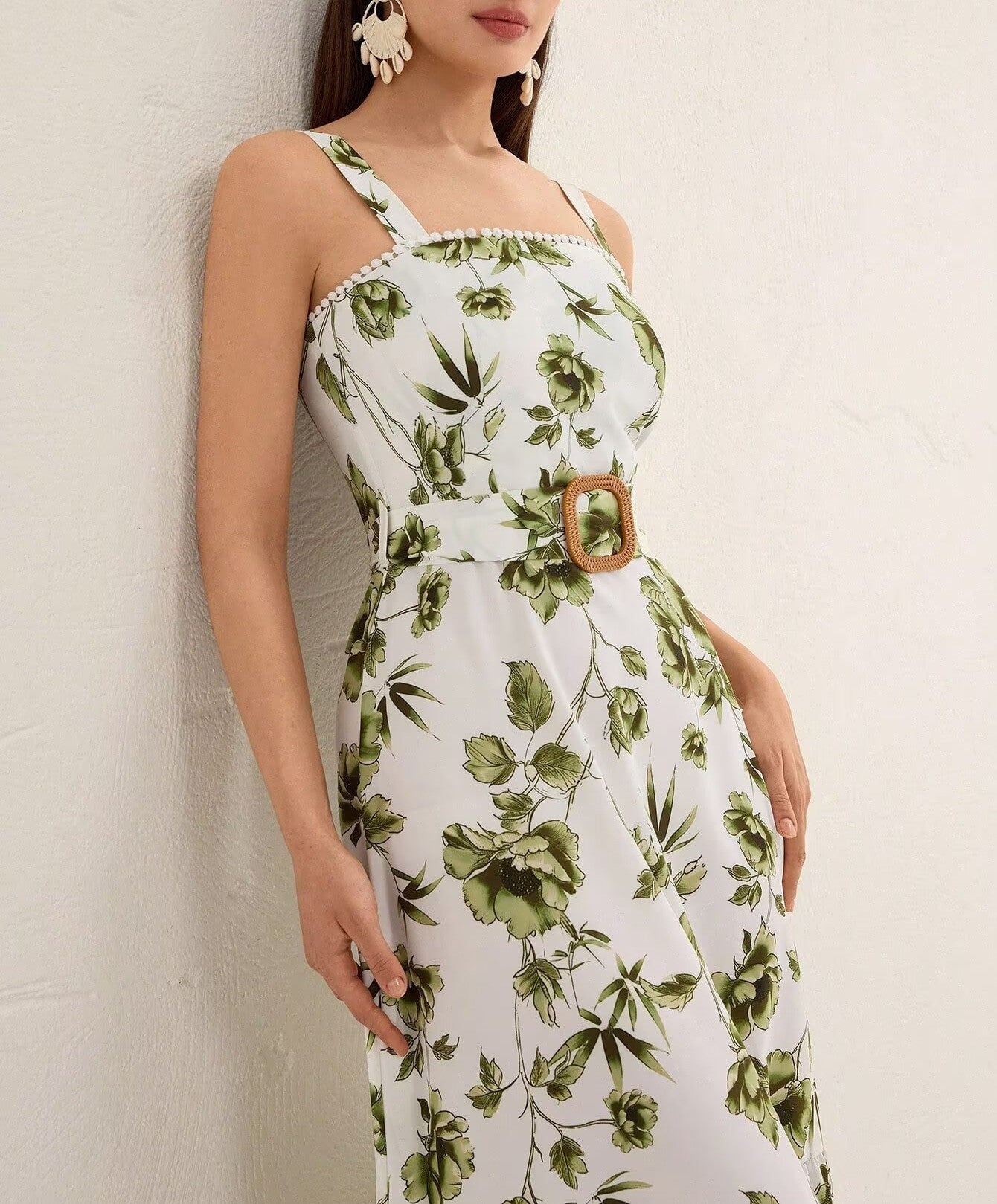 Women Clothing Summer Simple Thin with Belt Strap Dress