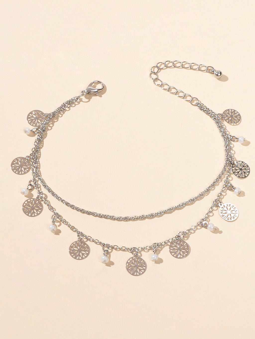 AU Stock Foot Beach Jewellery Doublelayer Chain Beads Disc Charm
