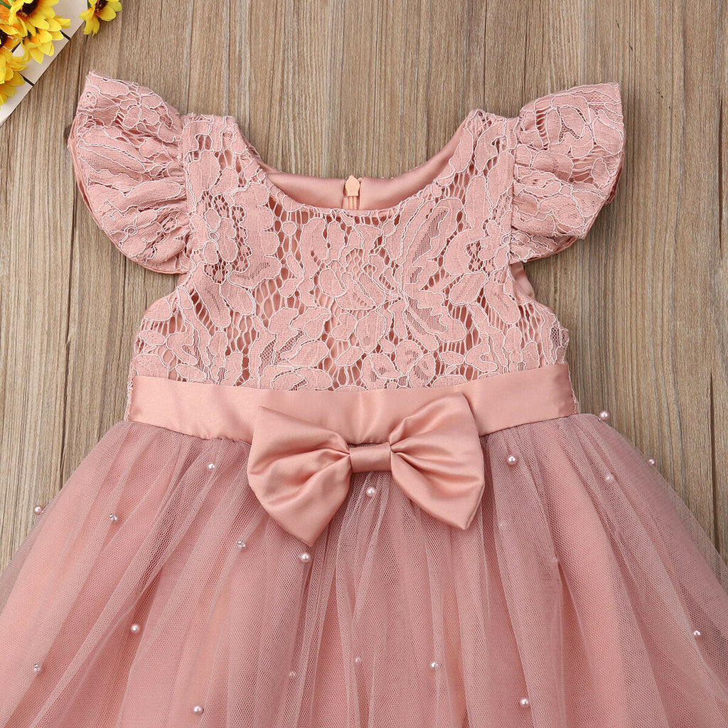 2 7Y Flower Girl Kids Tutu Dress Lace Flowers