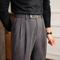 Classics Italian Naples Style Men's Suit Pants High Waisted Straight Fit Elegant Banquet Formal Business Thick Trousers Male