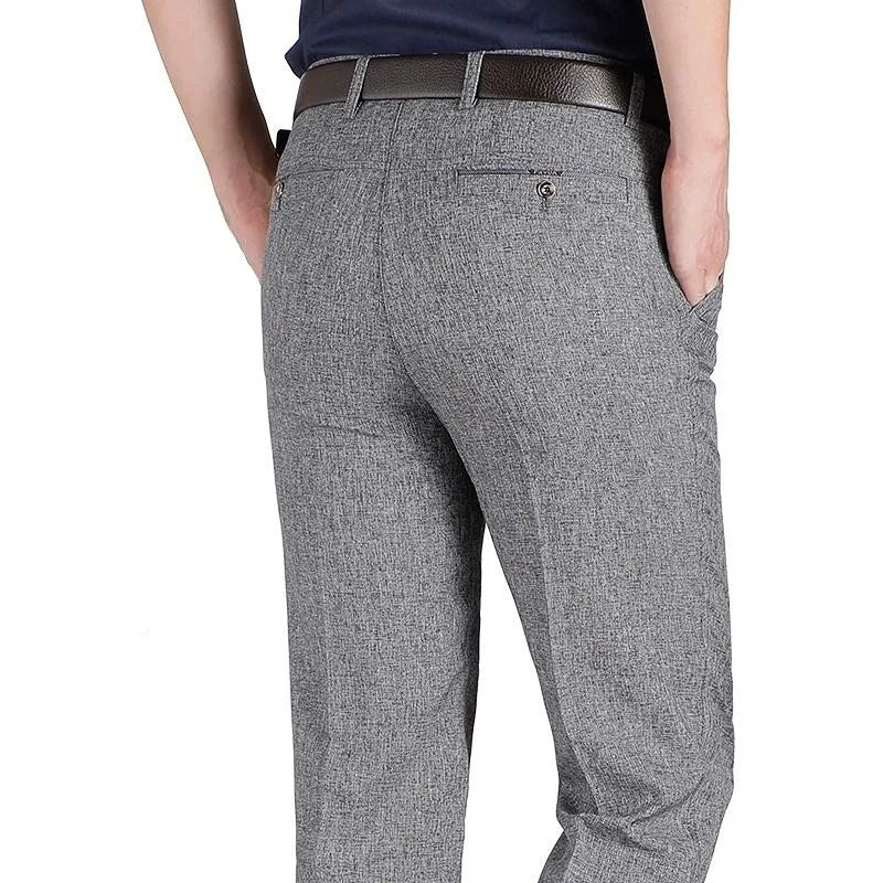 New Men's Summer Thin Business Casual Pants Autumn Fashion Solid Gentle Thicken Trousers Male Brand Suit Pant Black Grey RIYBEOE