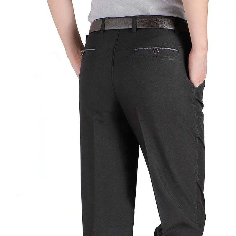 New Men's Summer Thin Business Casual Pants Autumn Fashion Solid Gentle Thicken Trousers Male Brand Suit Pant Black Grey RIYBEOE