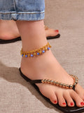 AU Local 1 pc Foot Beach Jewellery Chain Blue Beads Charm Anklet