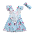 2pcs Toddler Kids Baby Girl Flower Dress+Headband