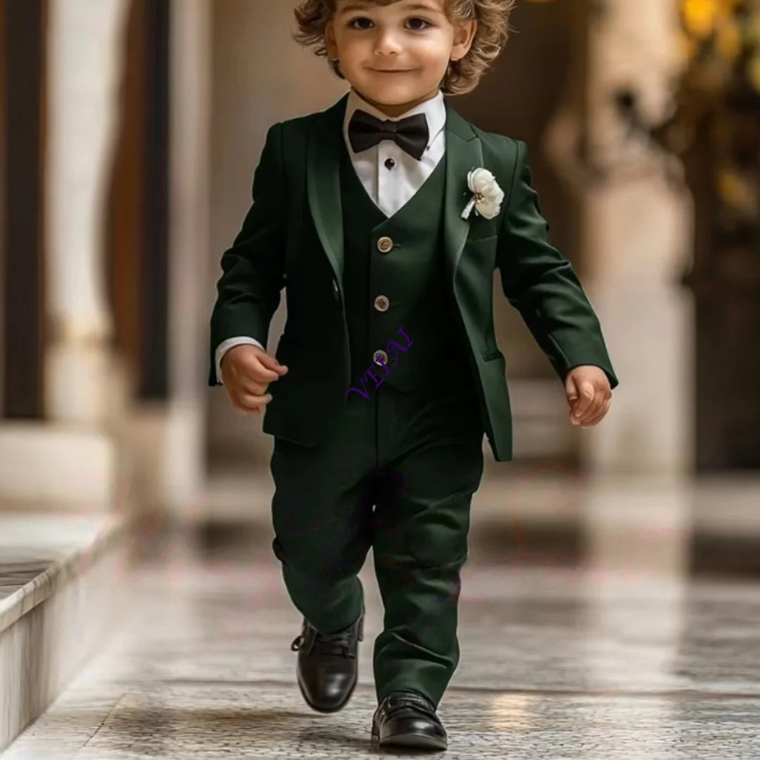 2-16 years old Boy Suit 3 Piece Suit Jacket Pants Vest Formal Wedding Kids Tuxedo Custom Clothes for Boy Blazer