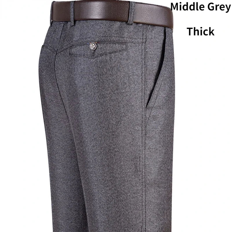 New Men's Summer Thin Business Casual Pants Autumn Fashion Solid Gentle Thicken Trousers Male Brand Suit Pant Black Grey RIYBEOE