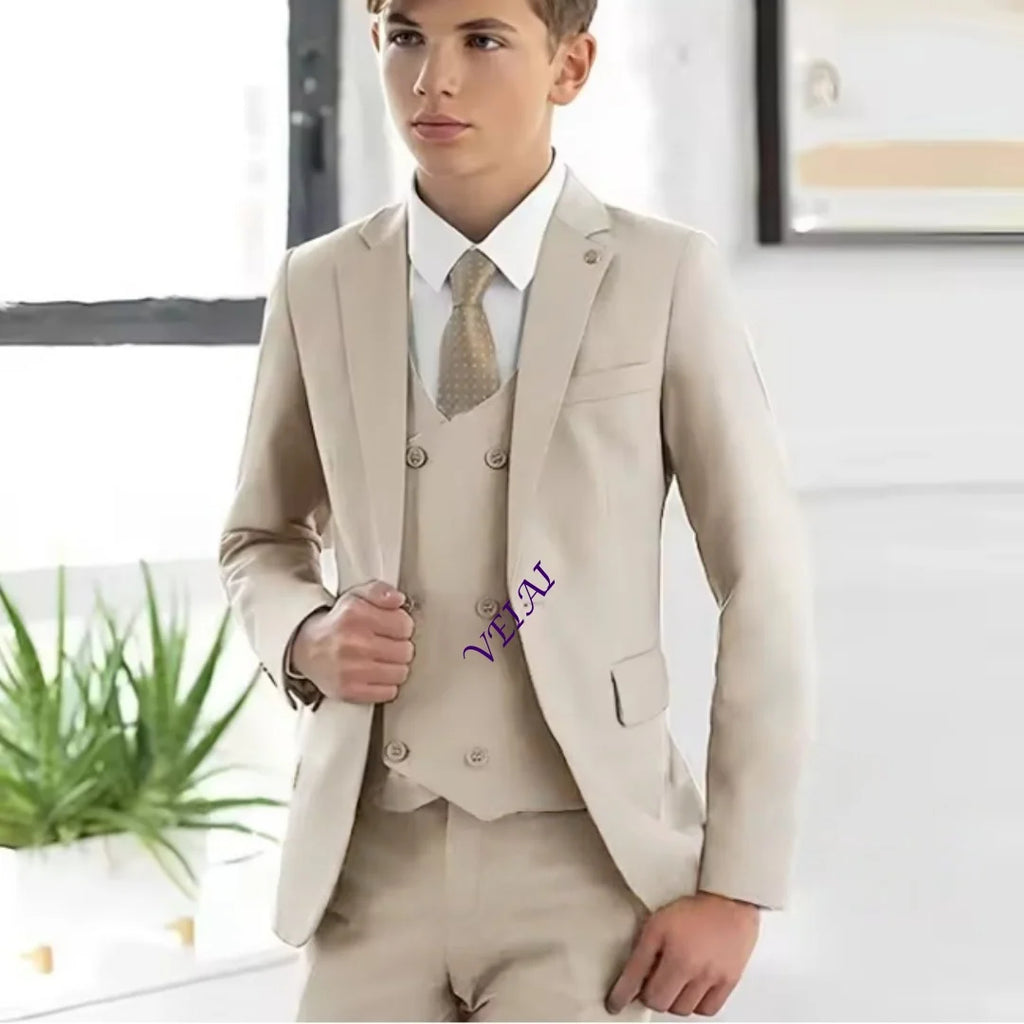 2-16 years old Boy Suit 3 Piece Suit Jacket Pants Vest Formal Wedding Kids Tuxedo Custom Clothes for Boy Blazer