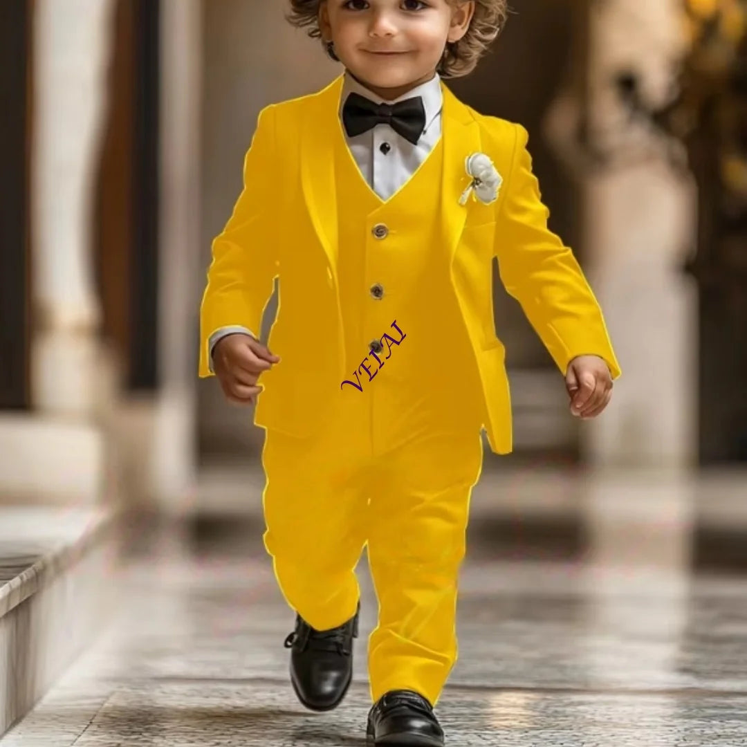2-16 years old Boy Suit 3 Piece Suit Jacket Pants Vest Formal Wedding Kids Tuxedo Custom Clothes for Boy Blazer