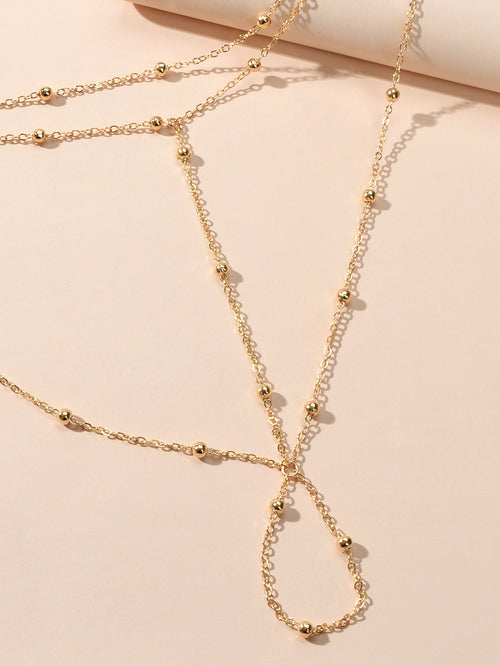 1pc Gold Chain Boho Layered Anklet with Toe Foot Jewellery Barefoot