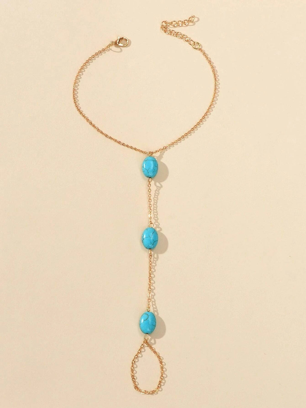 1 pc Bohemian Foot Beach Jewelry Gold Chain Turquoise Beads Anklet