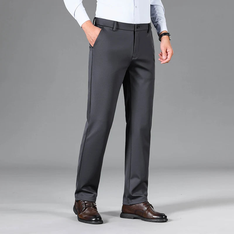 2026 New Summer Thin Embroidery Suit Pants Men Straight Classic Business Work Grey Long Formal Trousers Male Plus Size 29-40 42