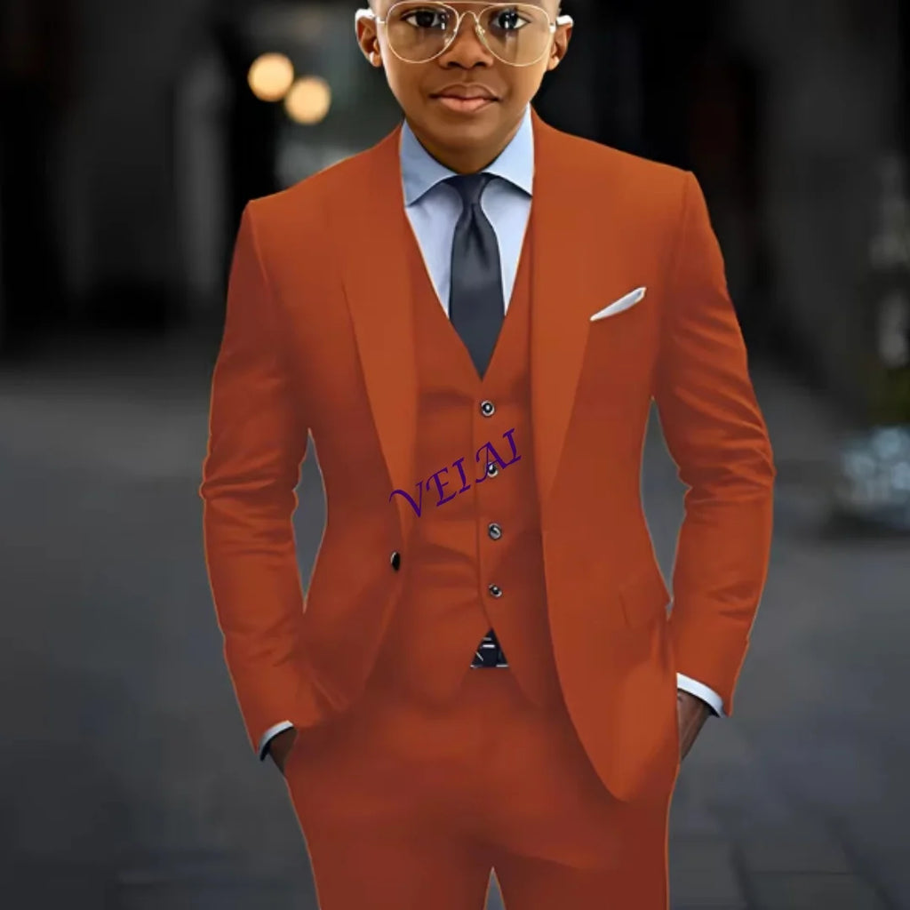 2-16 years old Boy Suit 3 Piece Suit Jacket Pants Vest Formal Wedding Kids Tuxedo Custom Clothes for Boy Blazer
