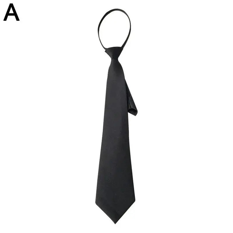 Unisex Black Simple Clip on Tie Security Tie Uniform Shirt Suit Neckties Steward Matte Funeral Lazy Neck Ties Men Women Students