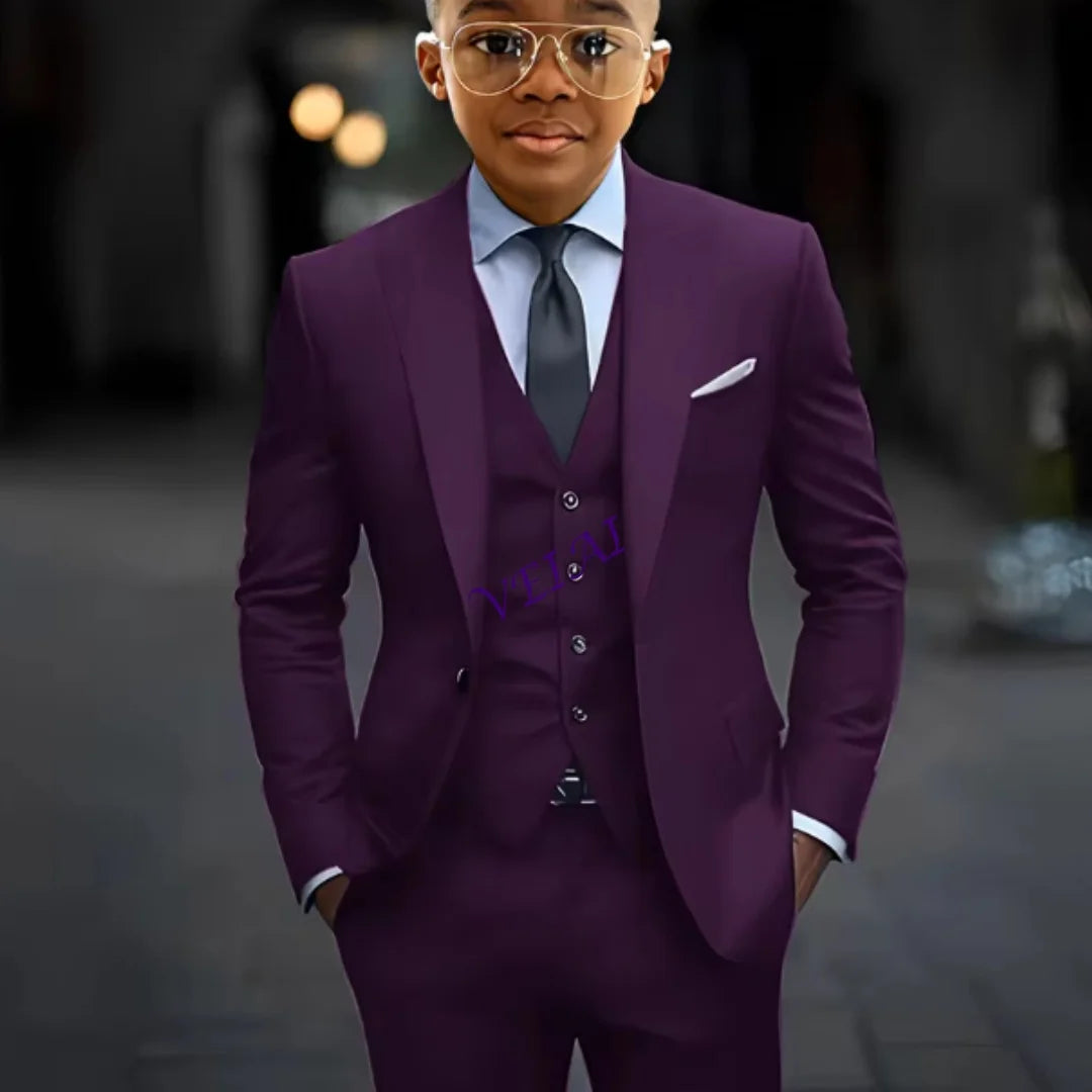 2-16 years old Boy Suit 3 Piece Suit Jacket Pants Vest Formal Wedding Kids Tuxedo Custom Clothes for Boy Blazer