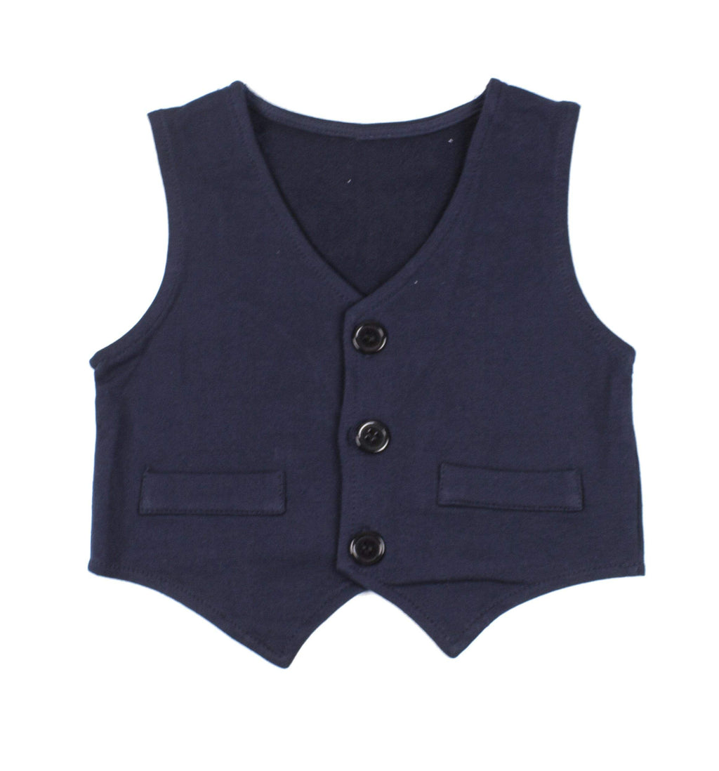 stylesilove Infant Toddler Baby Boys Blue Romper, Pants, Vest and Hat 4-Piece Gentlemen Formal Wear Clothing Set