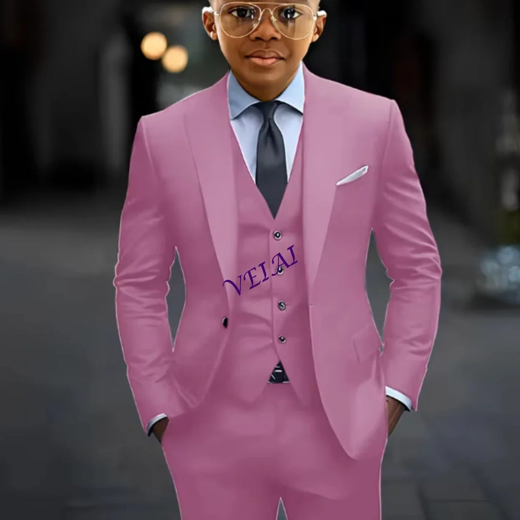 2-16 years old Boy Suit 3 Piece Suit Jacket Pants Vest Formal Wedding Kids Tuxedo Custom Clothes for Boy Blazer