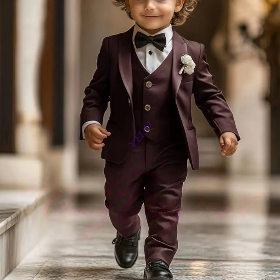 2-16 years old Boy Suit 3 Piece Suit Jacket Pants Vest Formal Wedding Kids Tuxedo Custom Clothes for Boy Blazer