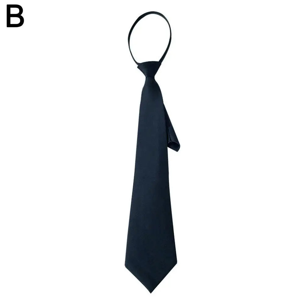 Unisex Black Simple Clip on Tie Security Tie Uniform Shirt Suit Neckties Steward Matte Funeral Lazy Neck Ties Men Women Students