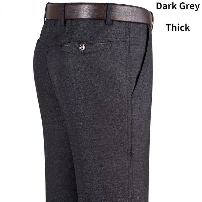 New Men's Summer Thin Business Casual Pants Autumn Fashion Solid Gentle Thicken Trousers Male Brand Suit Pant Black Grey RIYBEOE