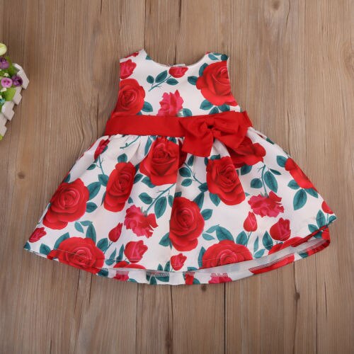 Christmas Flower Girl Bow Princess Dress Kids