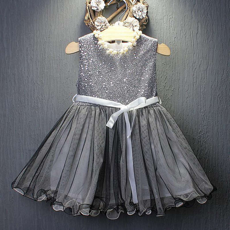 Flower Baby Girls Kids Sequins Dress Sleeveless