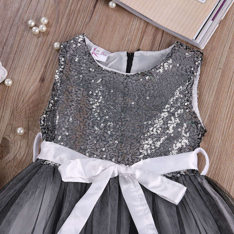 Flower Baby Girls Kids Sequins Dress Sleeveless