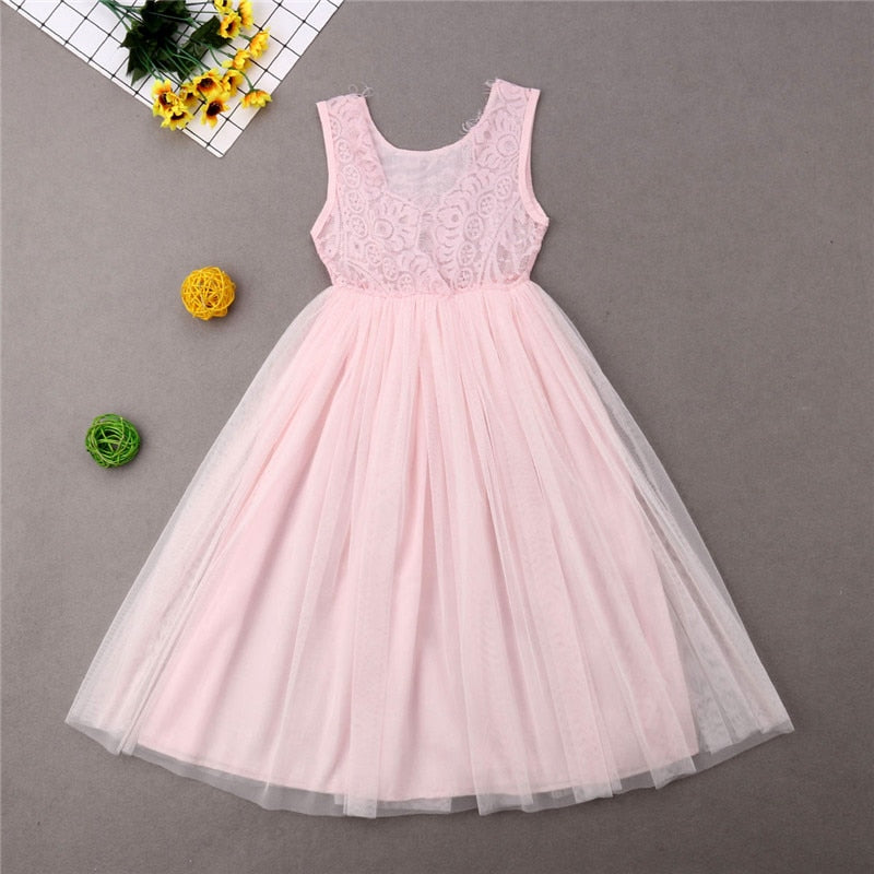 Kid Baby Girl Lace Flower Dress Girl Sleeveless
