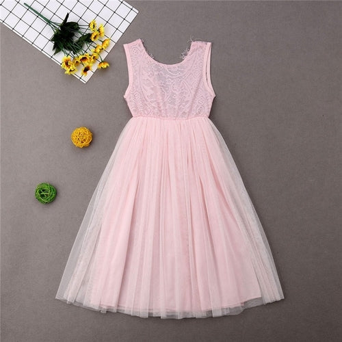 Kid Baby Girl Lace Flower Dress Girl Sleeveless