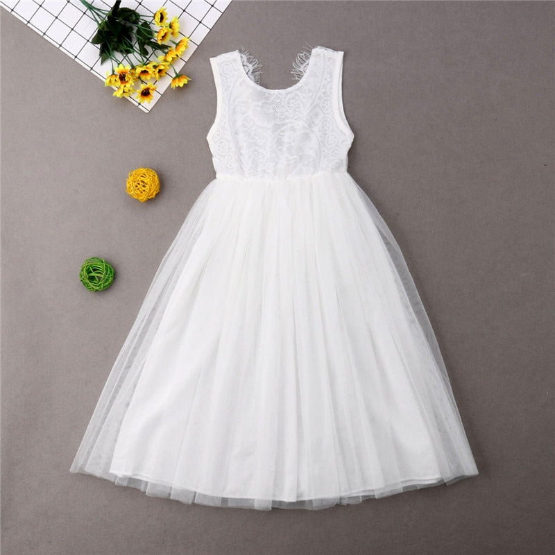 Kid Baby Girl Lace Flower Dress Girl Sleeveless