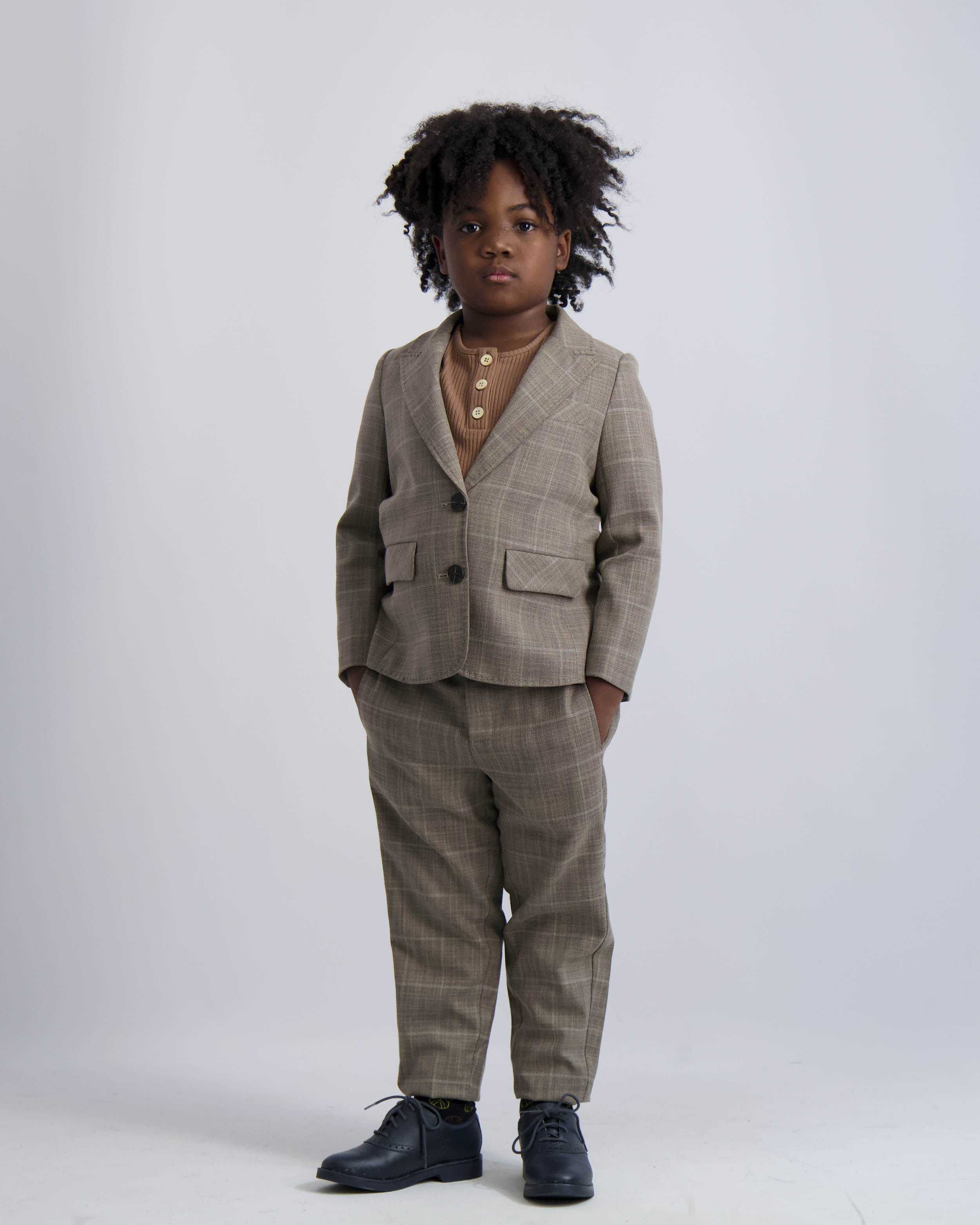 Camel Windowpane Dress Blazer