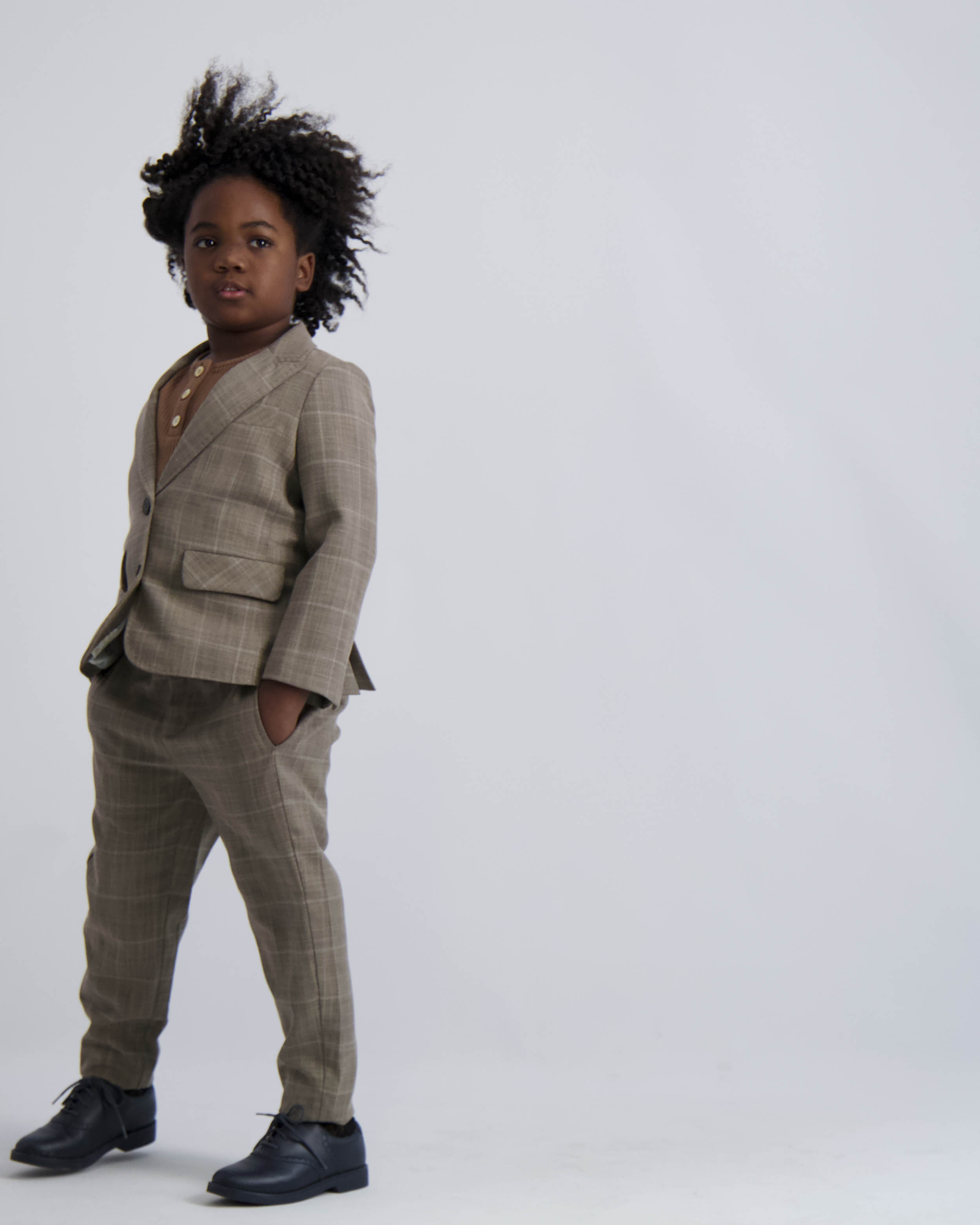 Camel Windowpane Dress Blazer