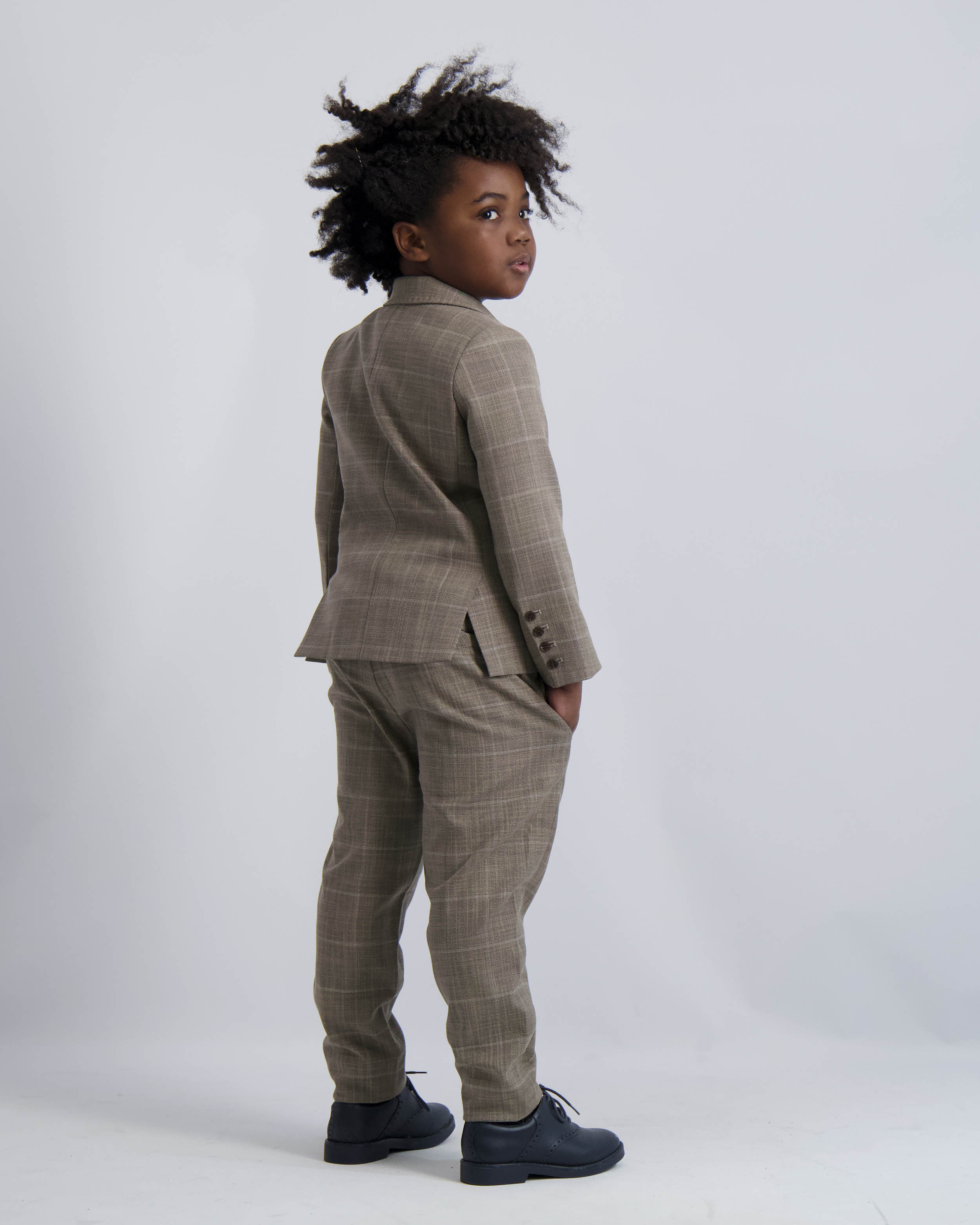 Camel Windowpane Dress Blazer
