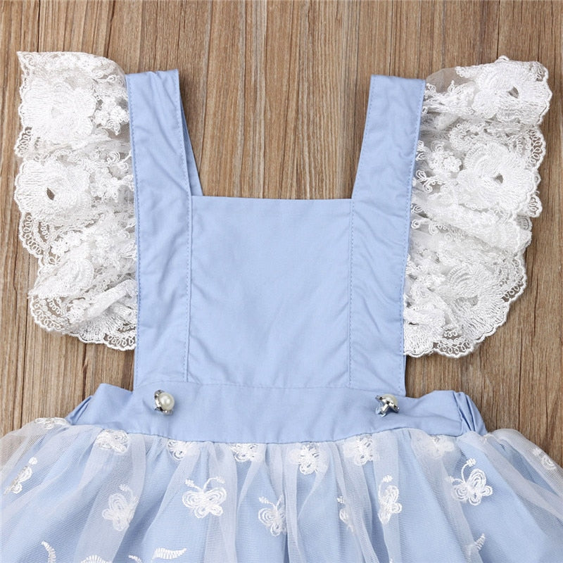 Summer Kids Baby Girl Lace Flowers Princess Dress