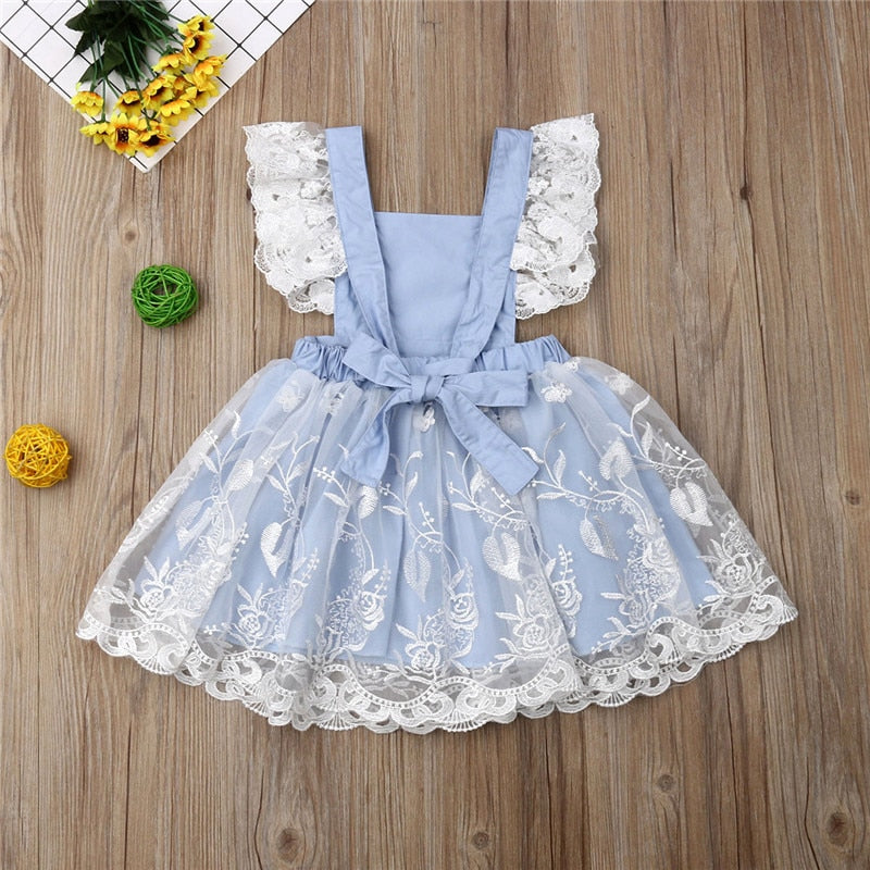 Summer Kids Baby Girl Lace Flowers Princess Dress