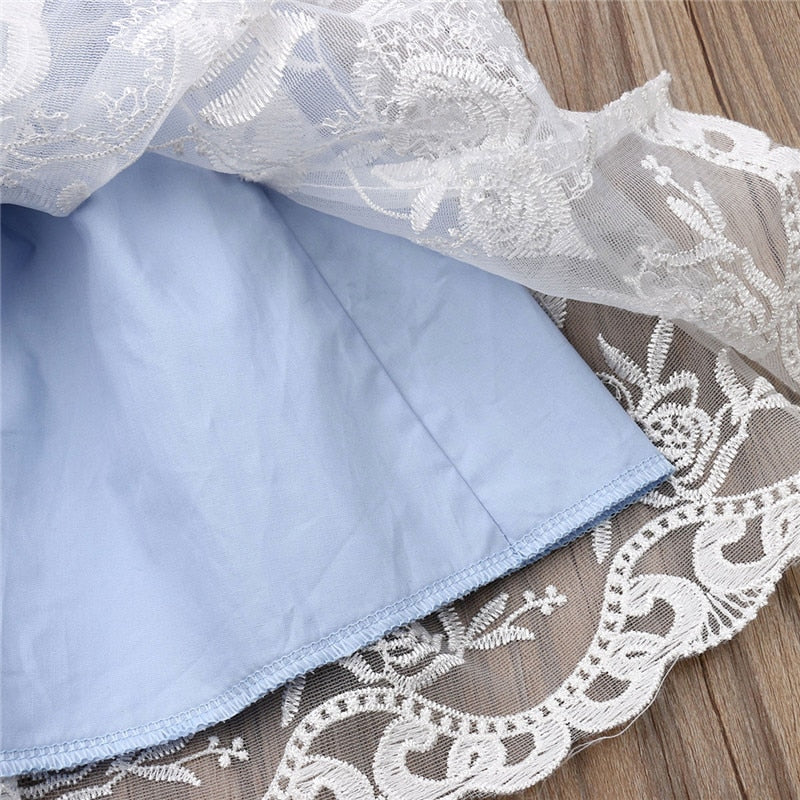 Summer Kids Baby Girl Lace Flowers Princess Dress