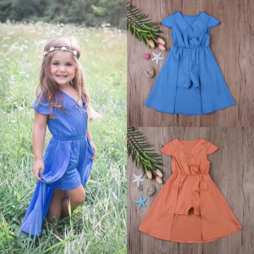 USA Flower Girl Princess Dress Kids Baby Party
