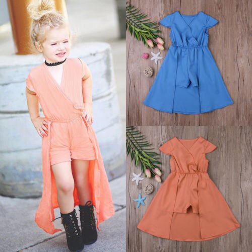 USA Flower Girl Princess Dress Kids Baby Party