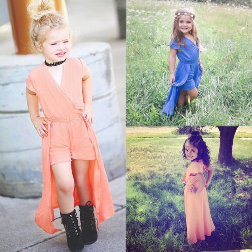 USA Flower Girl Princess Dress Kids Baby Party