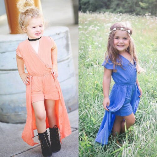 USA Flower Girl Princess Dress Kids Baby Party