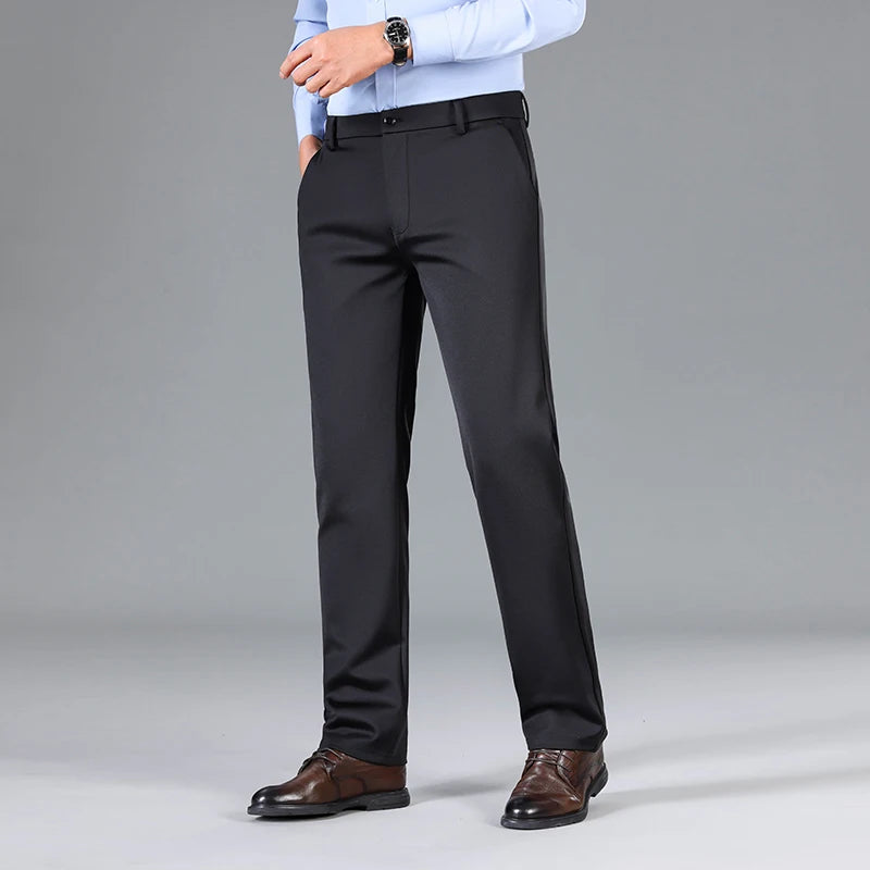 2026 New Summer Thin Embroidery Suit Pants Men Straight Classic Business Work Grey Long Formal Trousers Male Plus Size 29-40 42