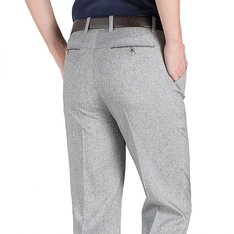 New Men's Summer Thin Business Casual Pants Autumn Fashion Solid Gentle Thicken Trousers Male Brand Suit Pant Black Grey RIYBEOE