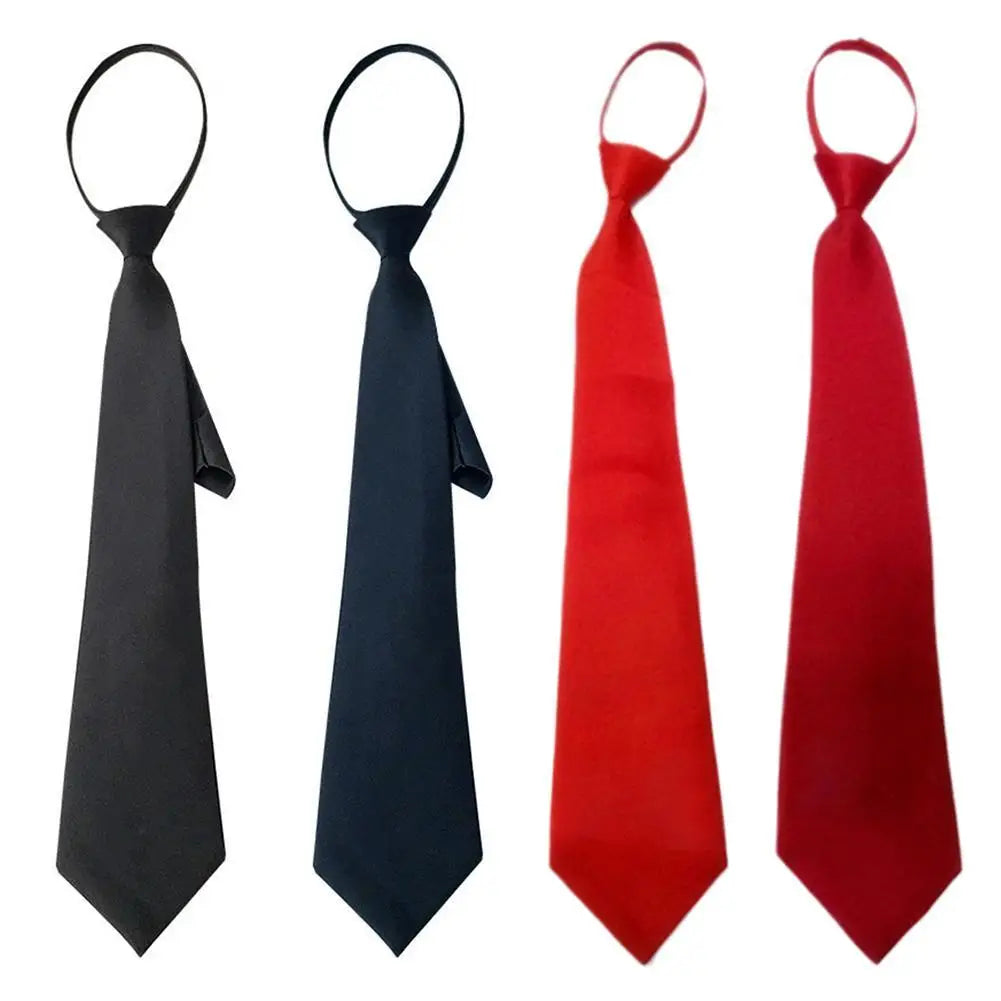 Unisex Black Simple Clip on Tie Security Tie Uniform Shirt Suit Neckties Steward Matte Funeral Lazy Neck Ties Men Women Students