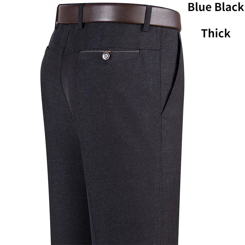 New Men's Summer Thin Business Casual Pants Autumn Fashion Solid Gentle Thicken Trousers Male Brand Suit Pant Black Grey RIYBEOE