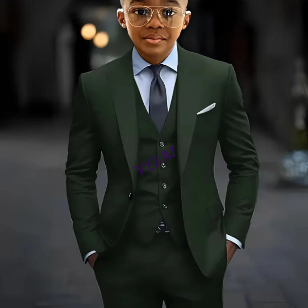 2-16 years old Boy Suit 3 Piece Suit Jacket Pants Vest Formal Wedding Kids Tuxedo Custom Clothes for Boy Blazer