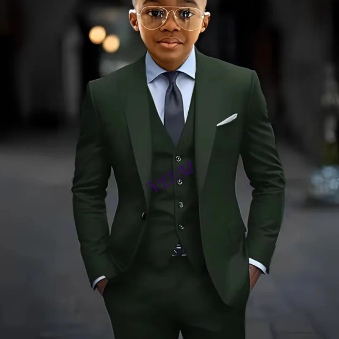 2-16 years old Boy Suit 3 Piece Suit Jacket Pants Vest Formal Wedding Kids Tuxedo Custom Clothes for Boy Blazer