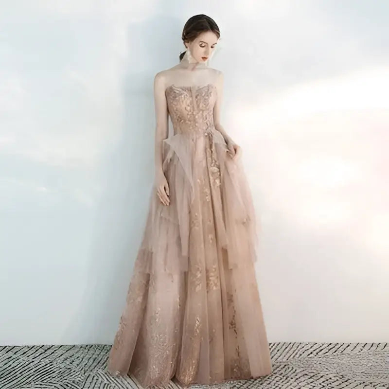 Champagne Tulle Toast Dress Female Wedding Gown