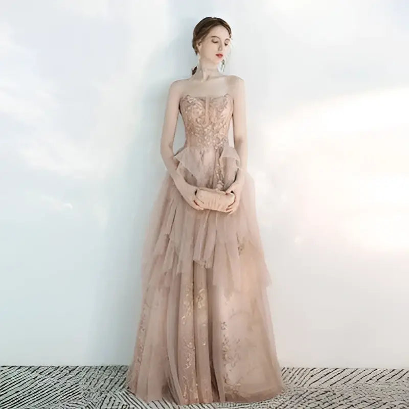 Champagne Tulle Toast Dress Female Wedding Gown