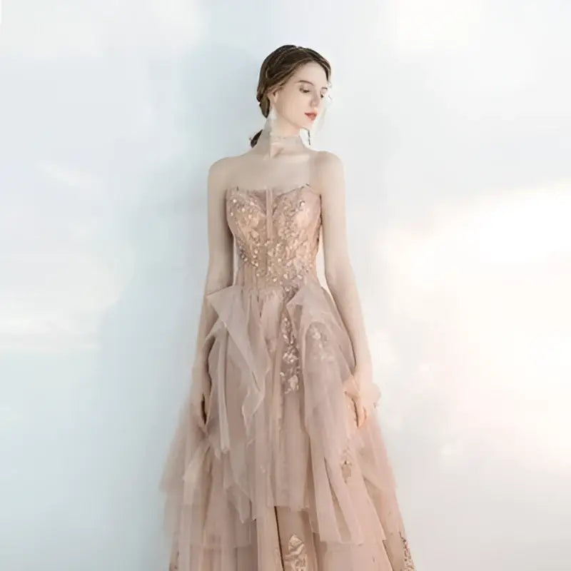 Champagne Tulle Toast Dress Female Wedding Gown
