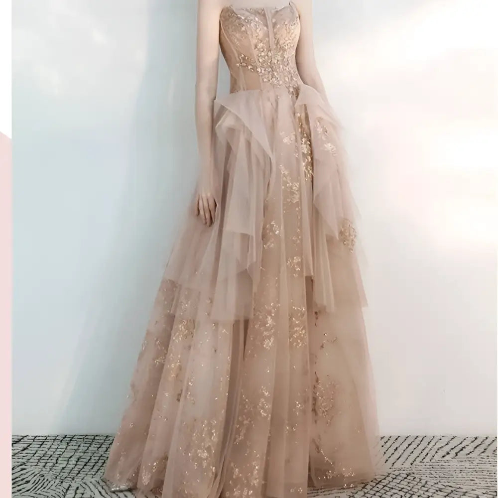 Champagne Tulle Toast Dress Female Wedding Gown